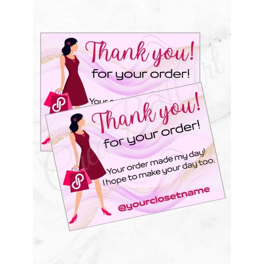 100 Poshmark Shopping Thank You Cards 4 x 3 in